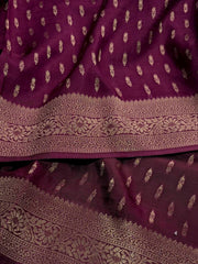 Plum Purple Banaras Chiffon Saree