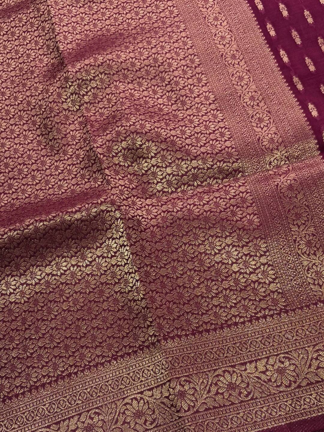 Plum Purple Banaras Chiffon Saree