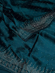Teal Blue Georgette Silk Saree