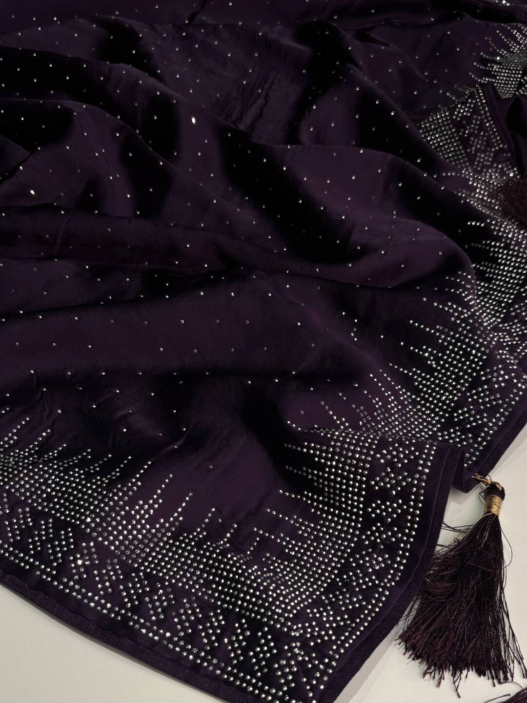 Dark Purple Georgette Silk Saree
