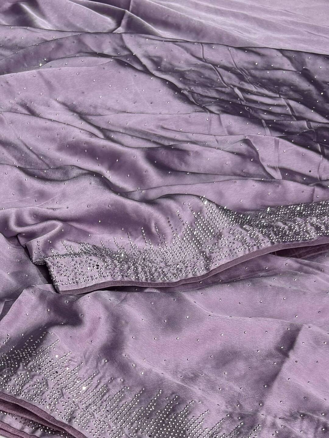 Lavender Purple Georgette Silk Saree