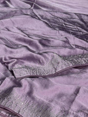Lavender Purple Georgette Silk Saree