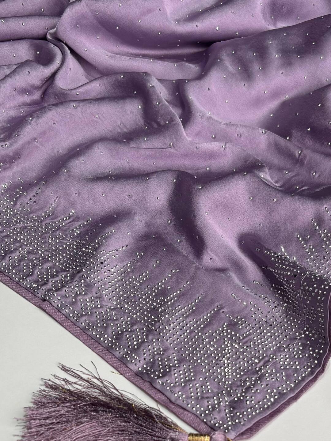 Lavender Purple Georgette Silk Saree