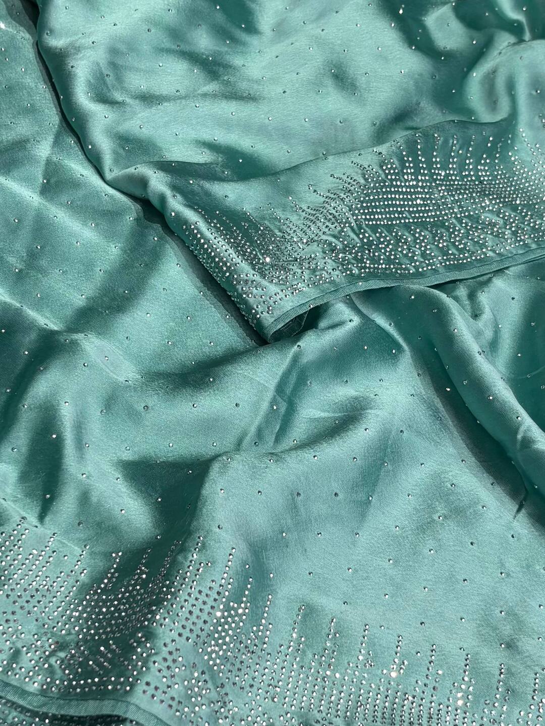 Turquoise Blue Georgette Silk Saree