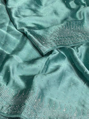 Turquoise Blue Georgette Silk Saree