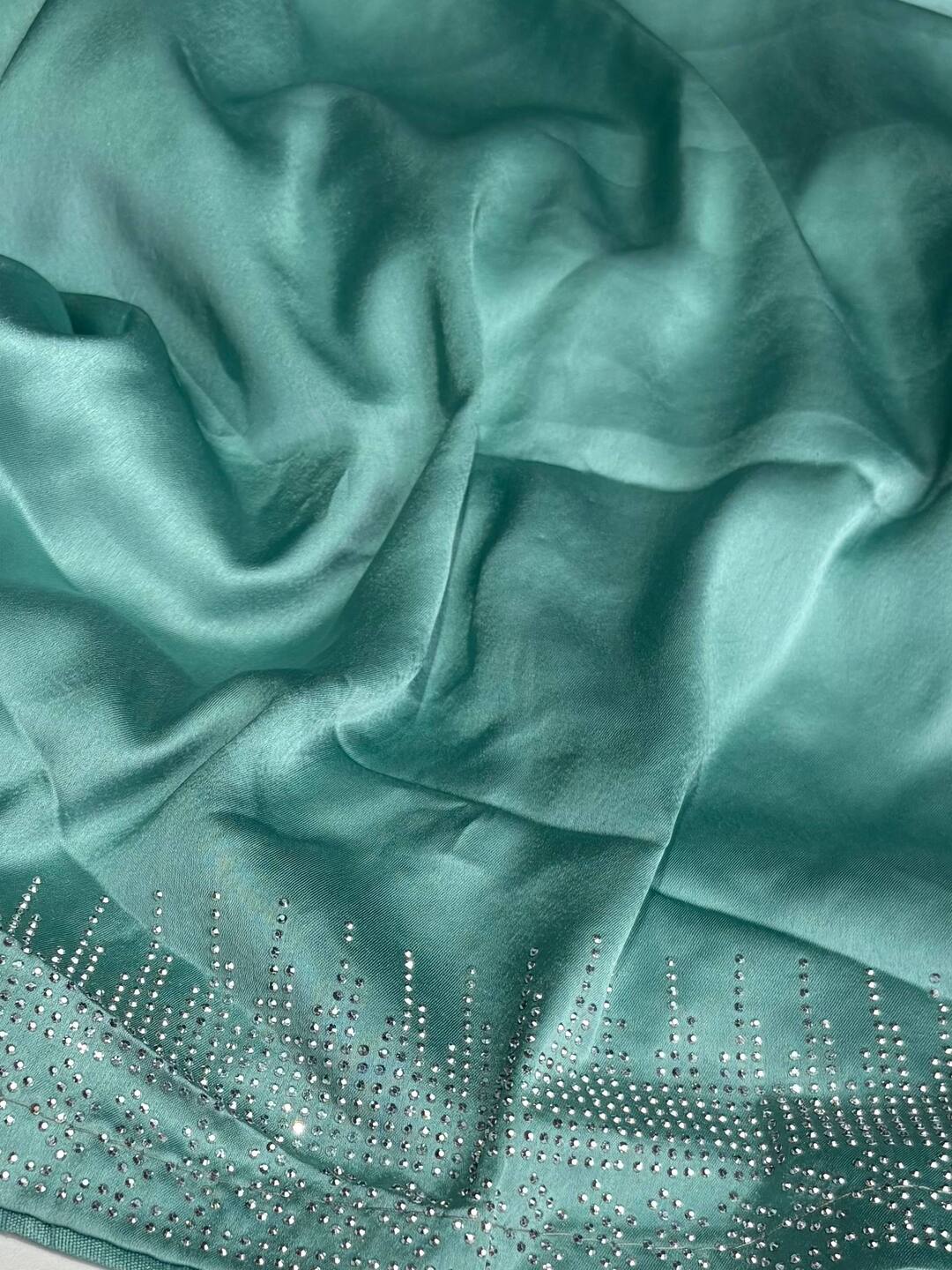 Turquoise Blue Georgette Silk Saree