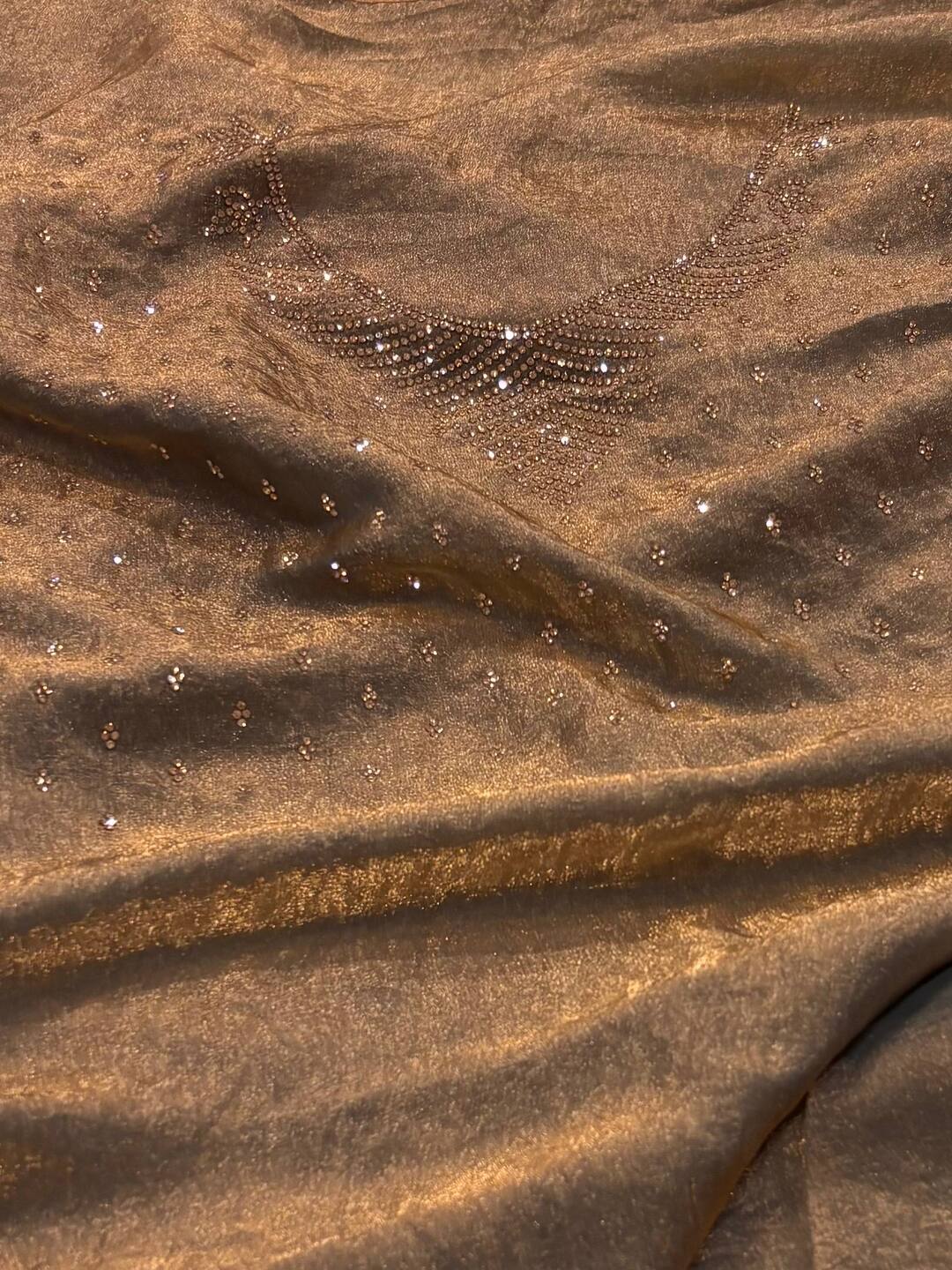 Golden Copper Georgette Saree
