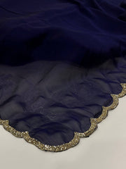 Dark Blue Georgette Saree