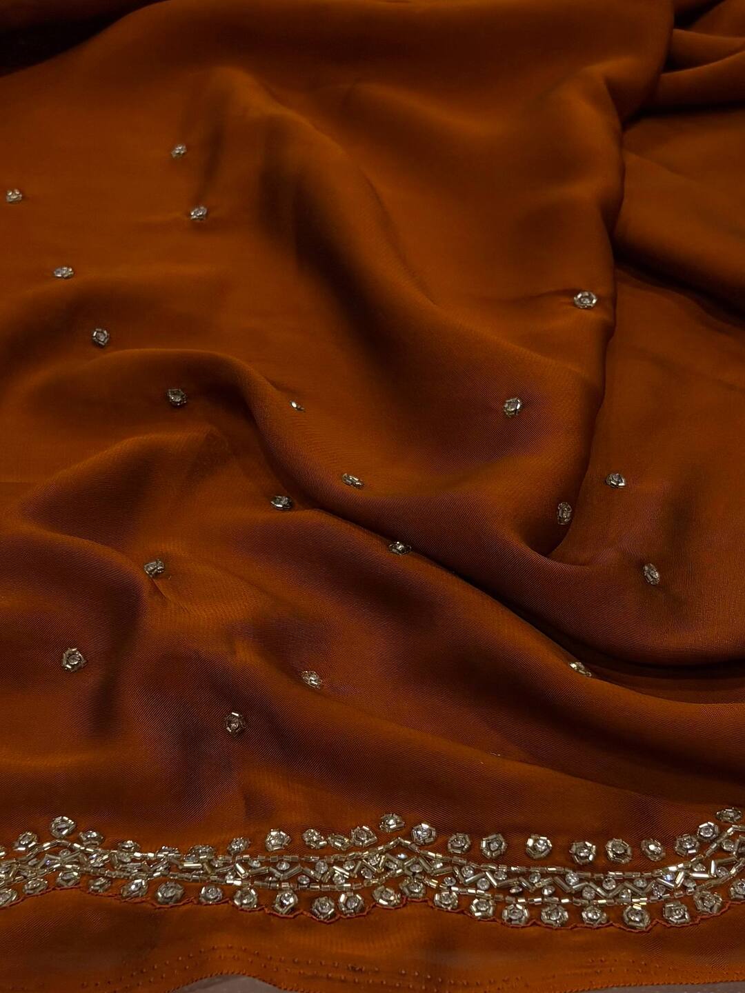 Burnt Orange Georgette Saree