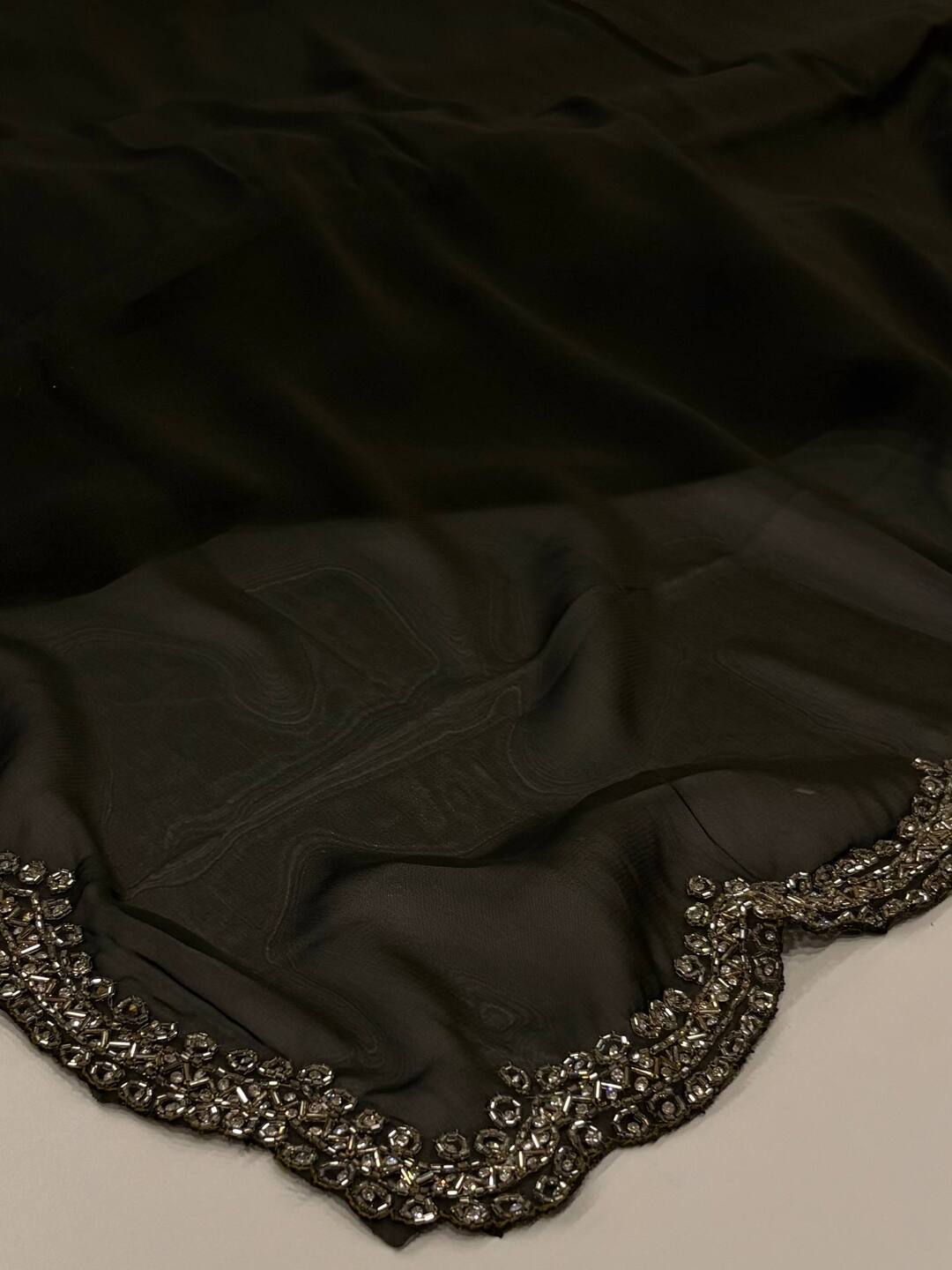 Olive Green Georgette Saree