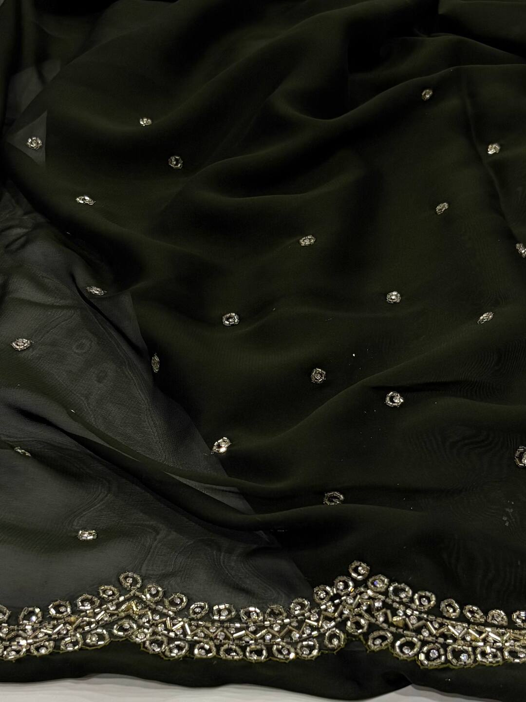 Olive Green Georgette Saree