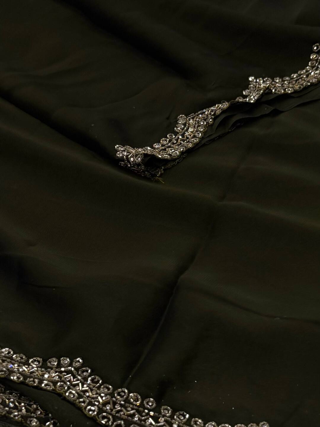 Olive Green Georgette Saree