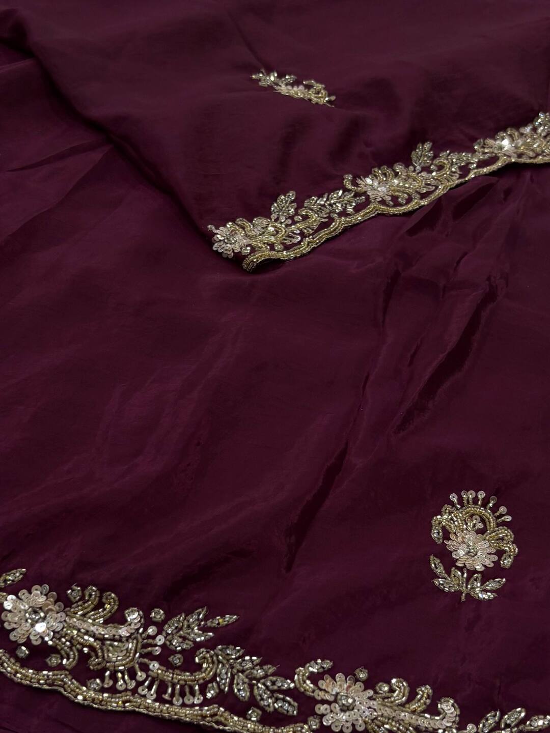 Wine Purple Georgette Saree