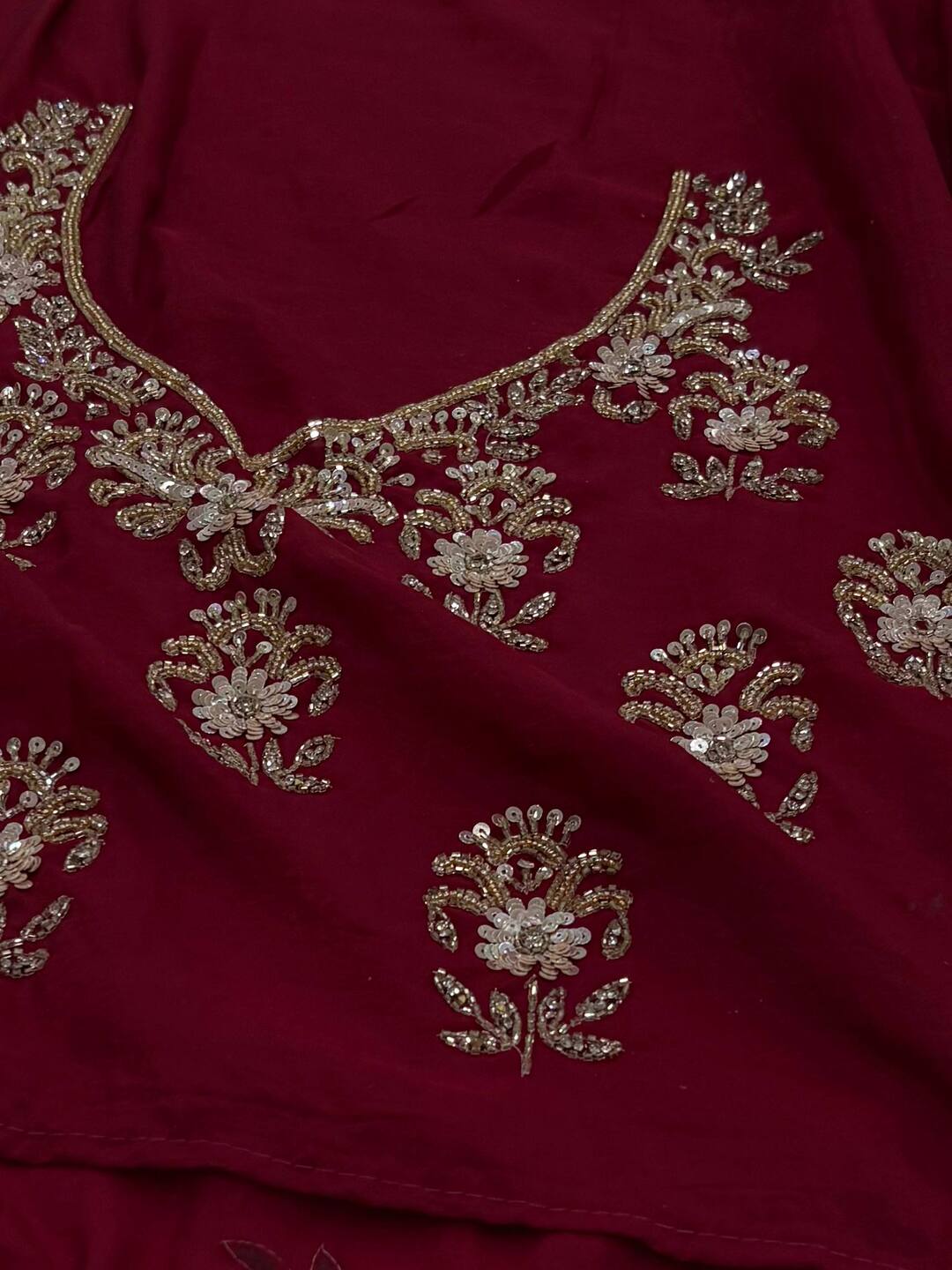 Cherry Red Georgette Saree
