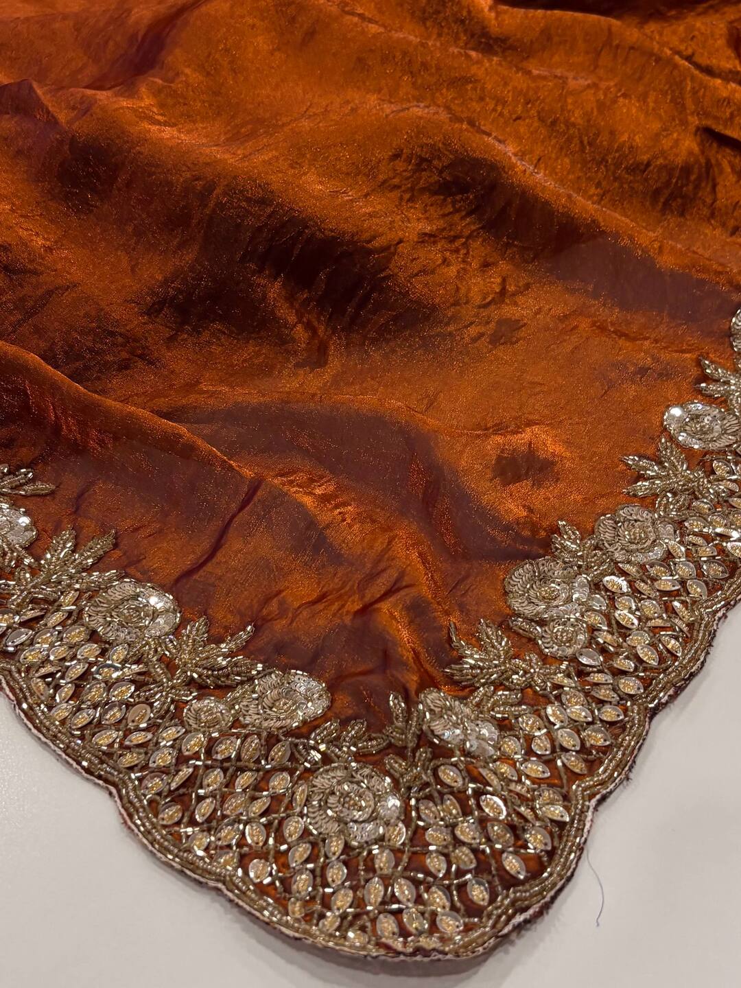 Burnt Orange Georgette Saree