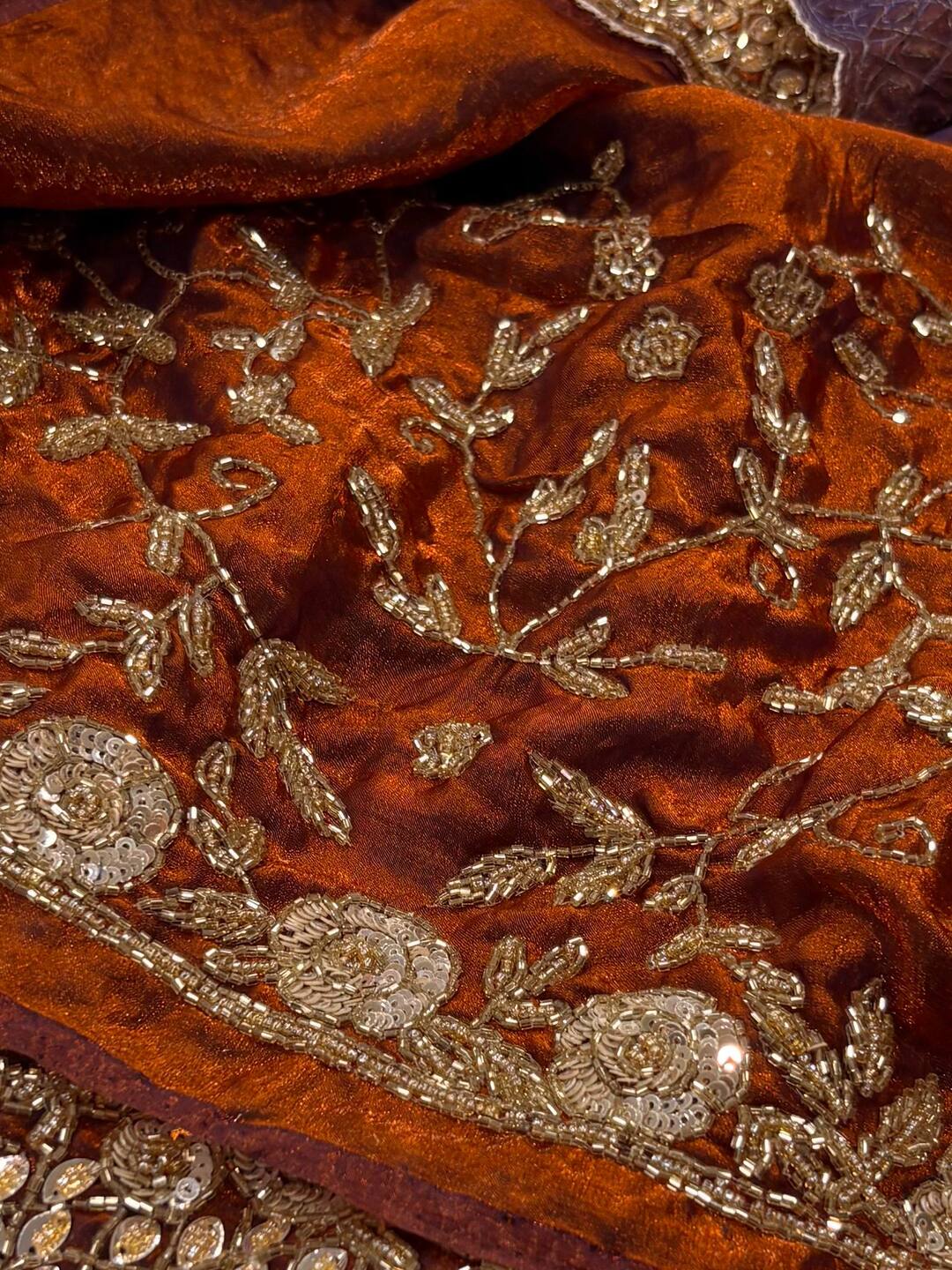 Burnt Orange Georgette Saree