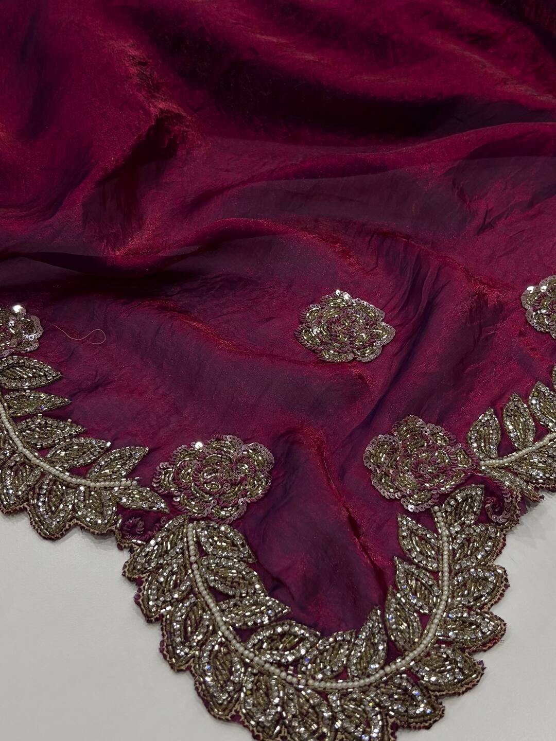 Burgundy Georgette Saree