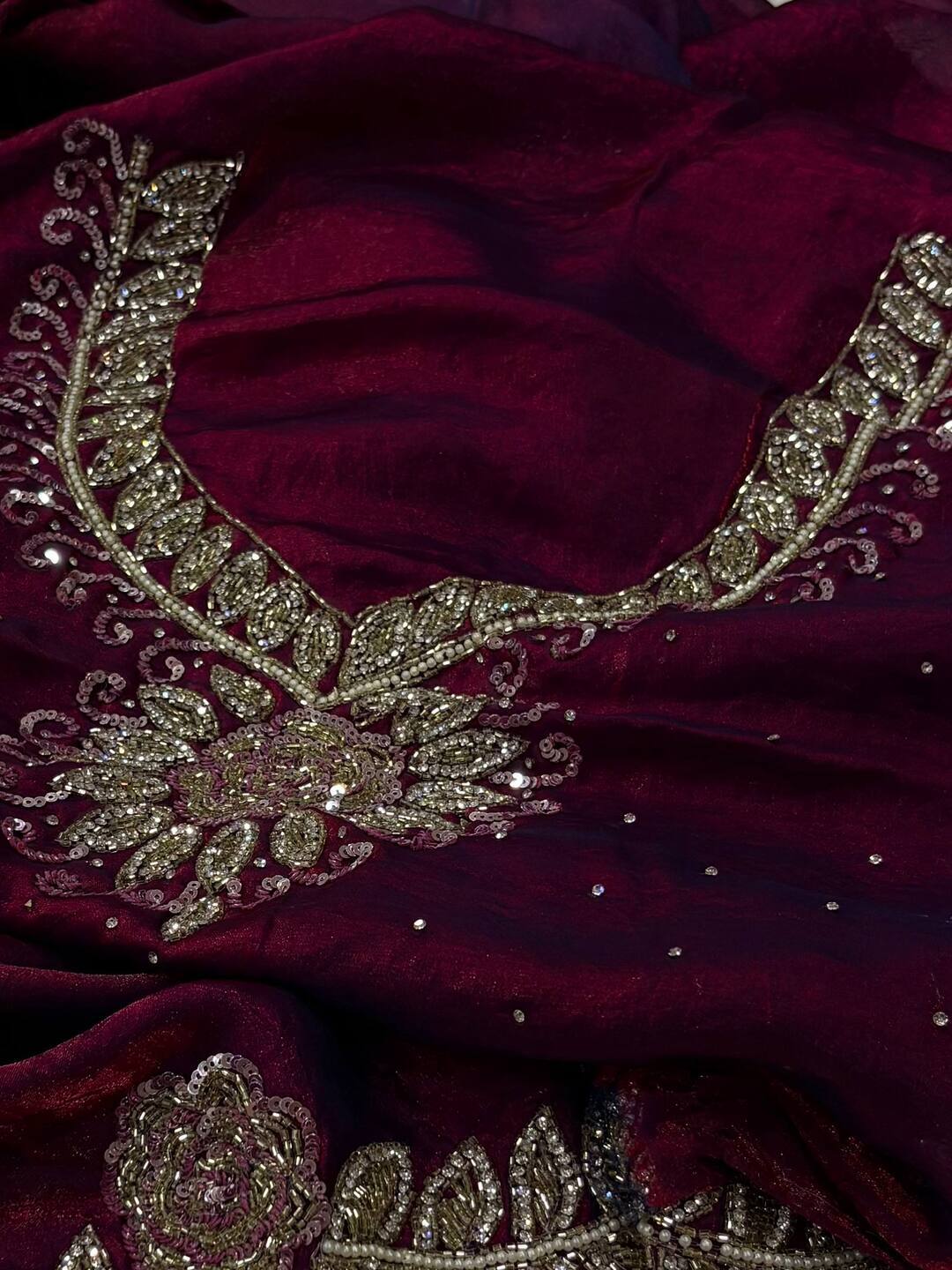 Burgundy Georgette Saree