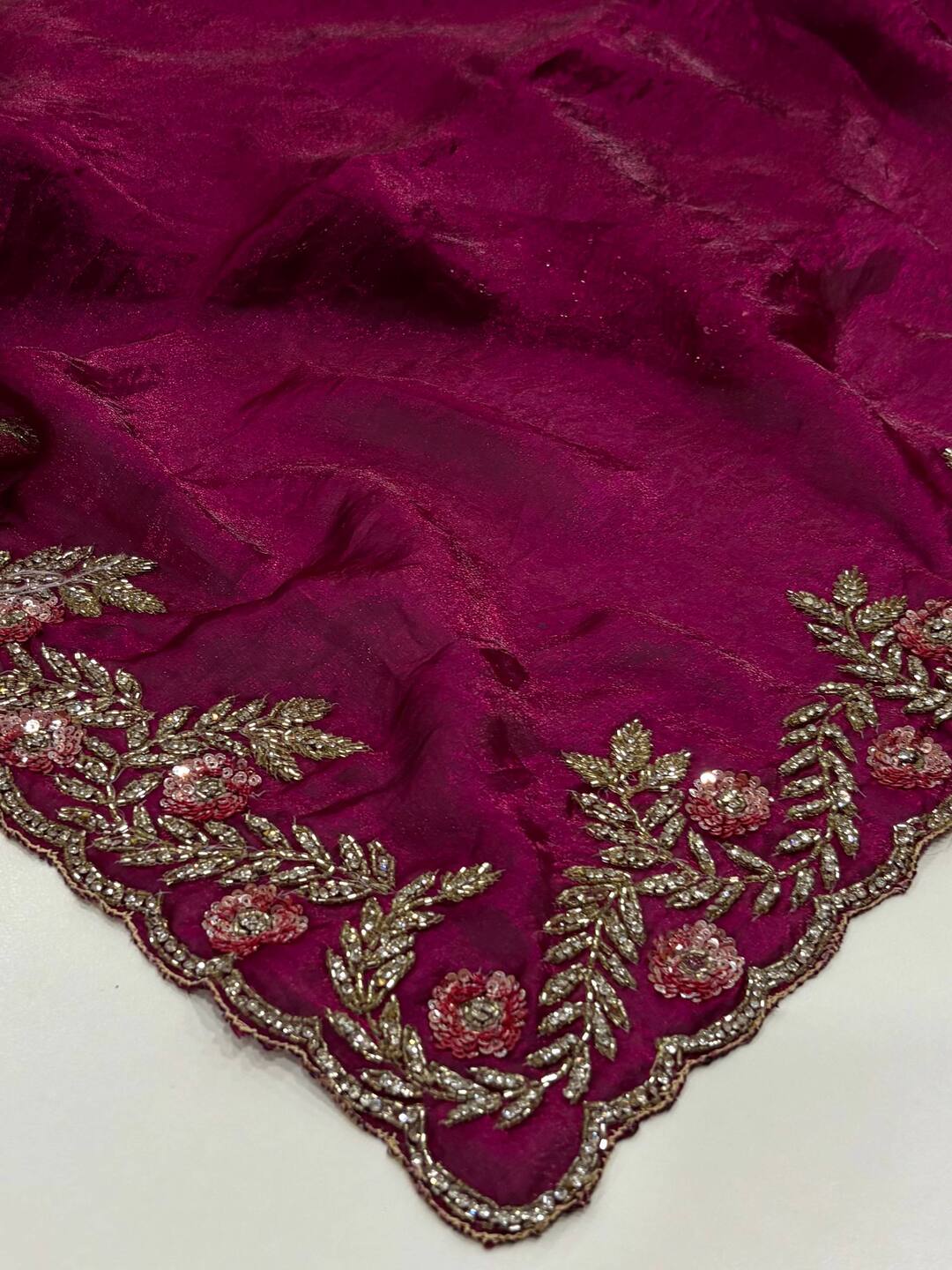 Wine Purple With Blouse Georgette Saree