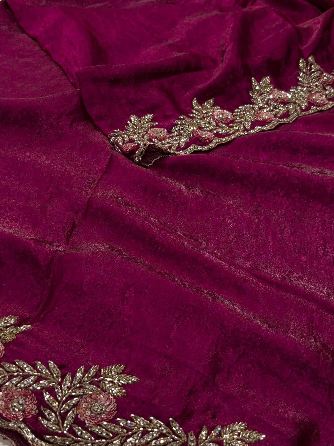 Wine Purple With Blouse Georgette Saree