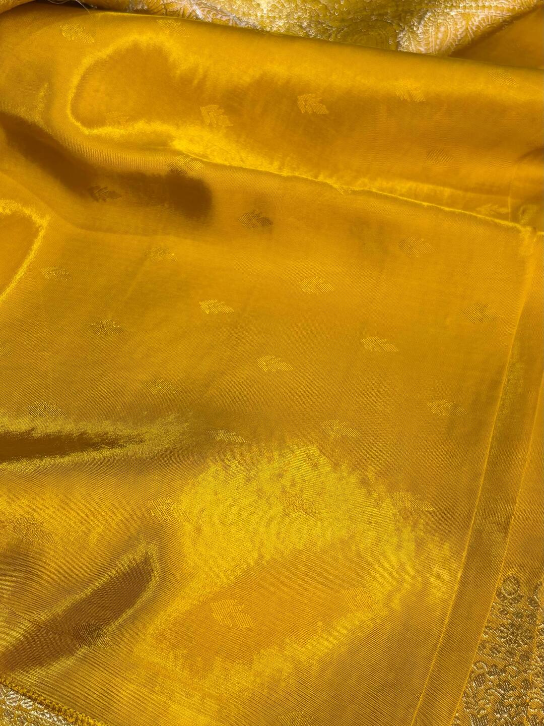 Yellow Banaras Satin Silk Saree