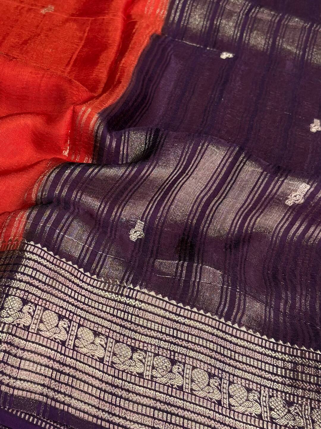 Orange Banaras Cotton Saree
