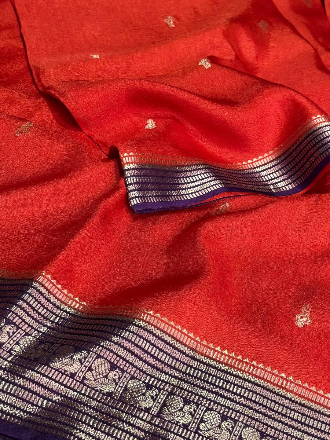 Orange Banaras Cotton Saree