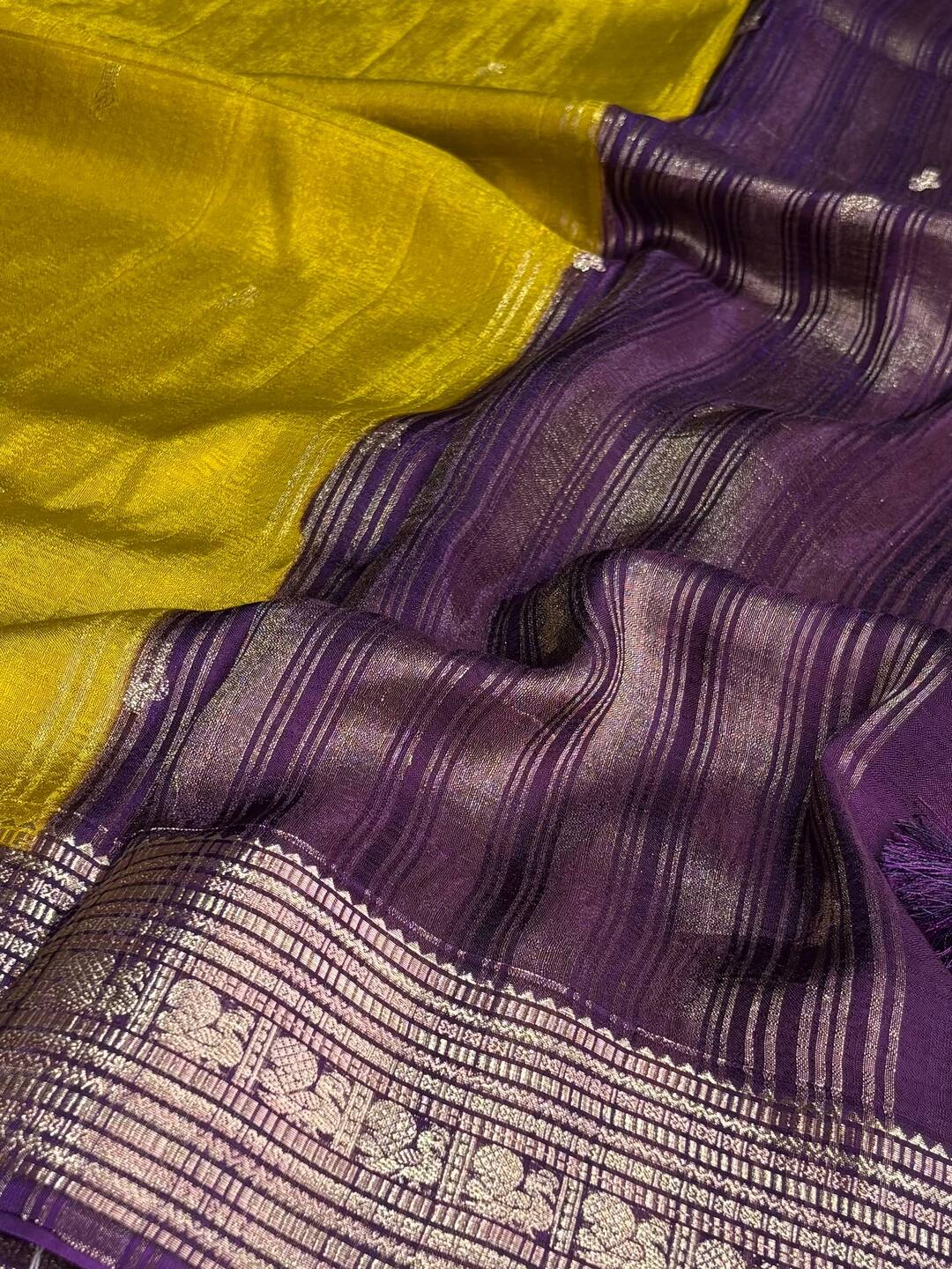Mustard Yellow Banaras Cotton Saree