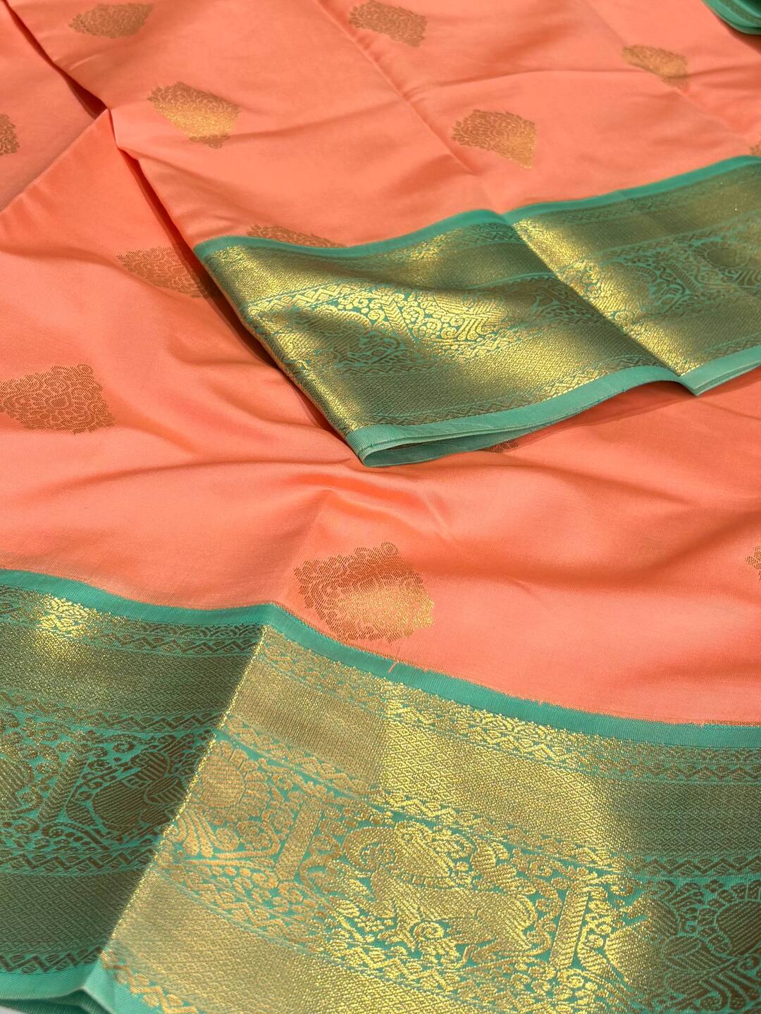 Coral Pink Cotton Silk Saree