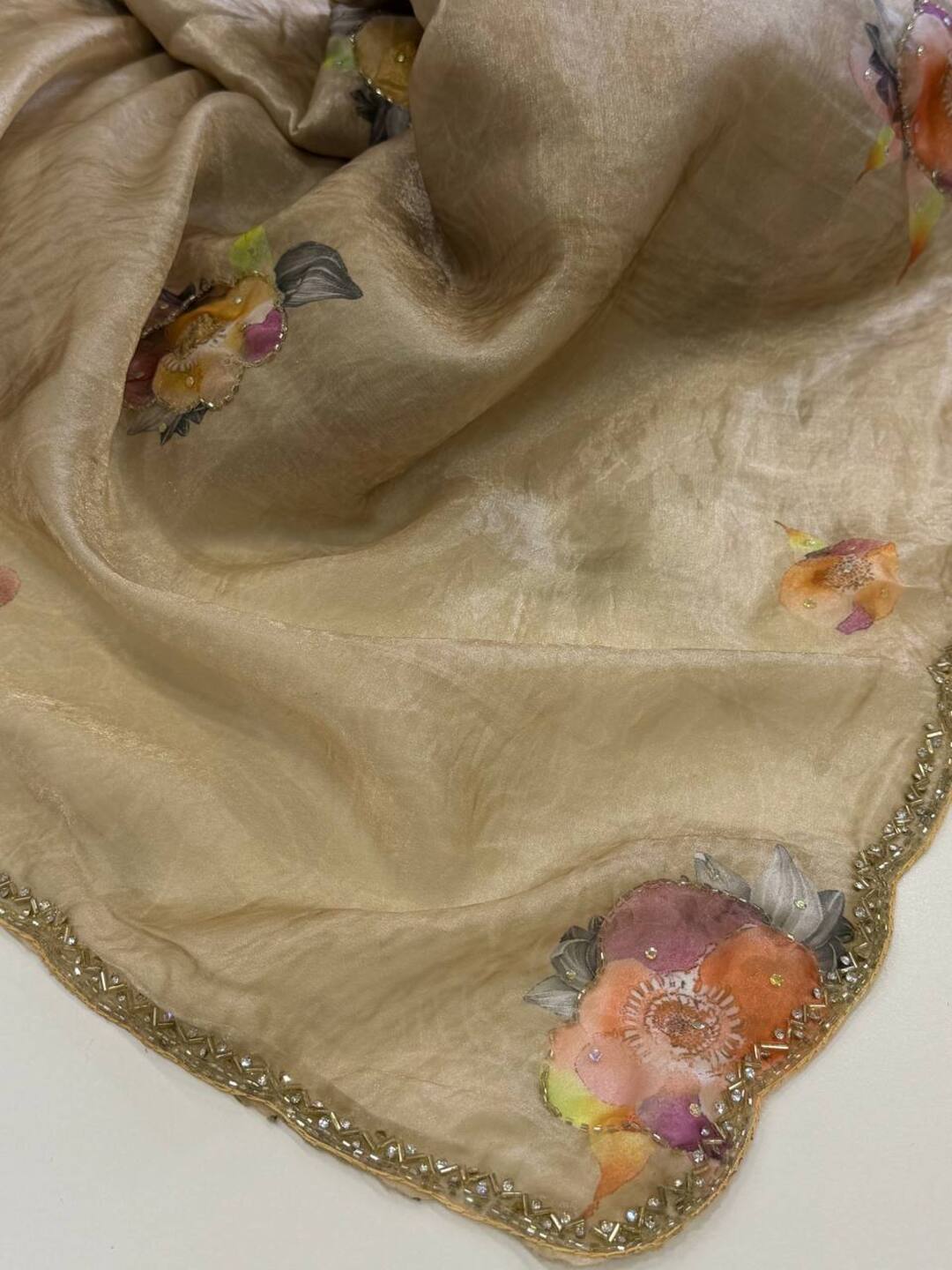 Champagne Georgette saree