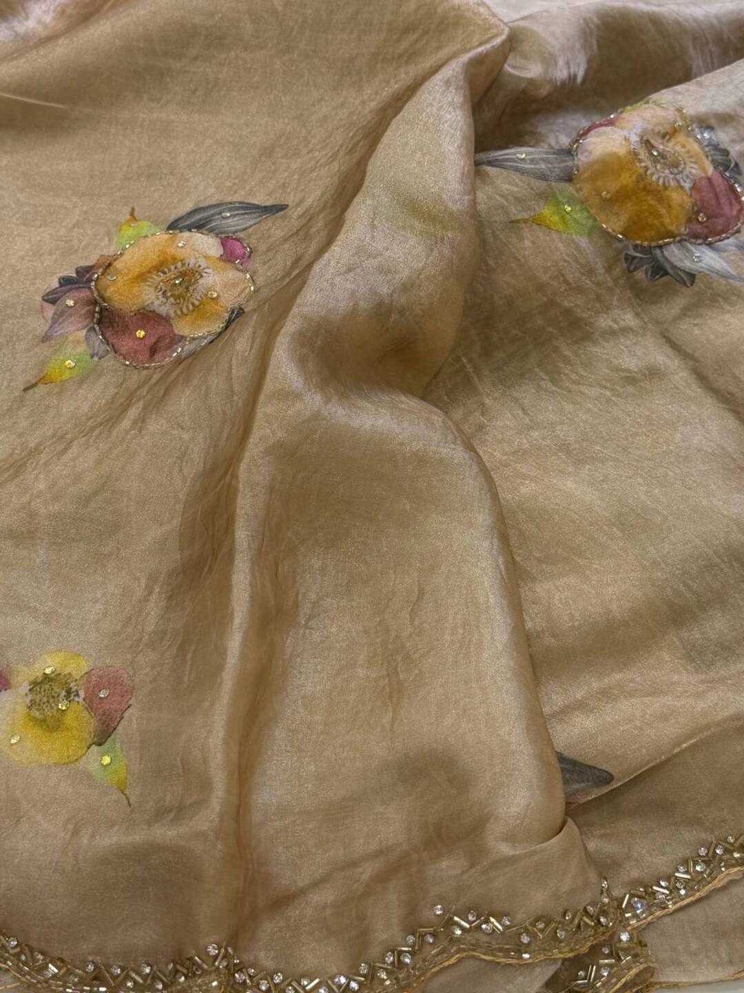 Champagne Georgette saree