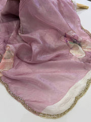 Baby Pink Georgette saree