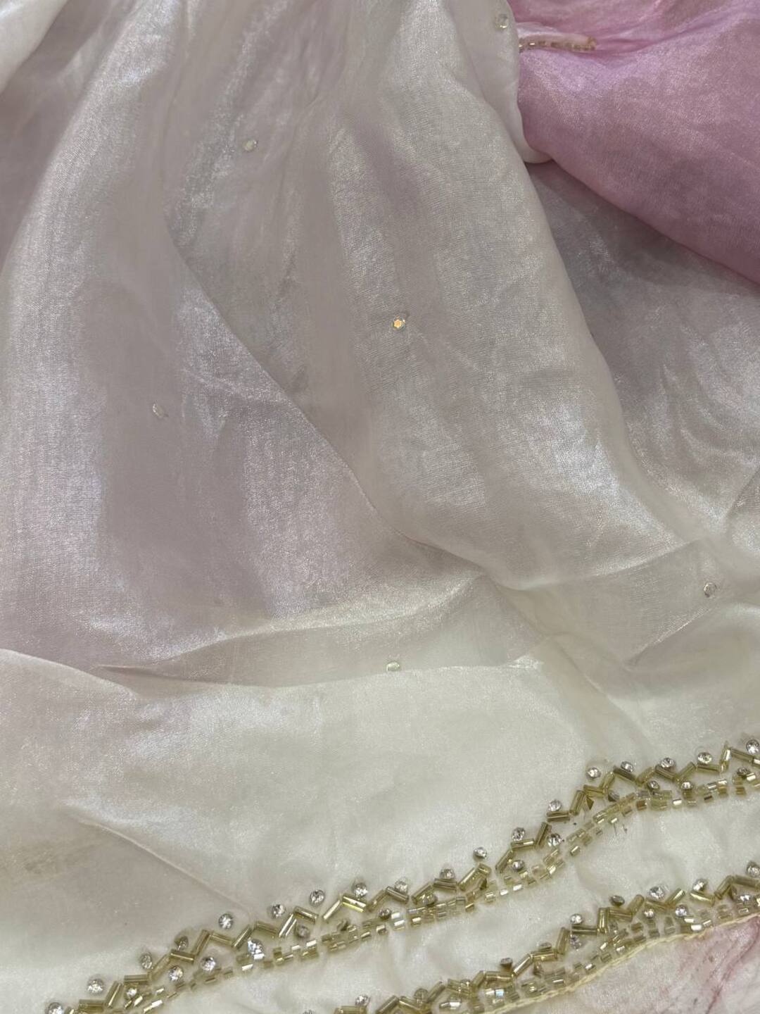 Baby Pink Georgette saree