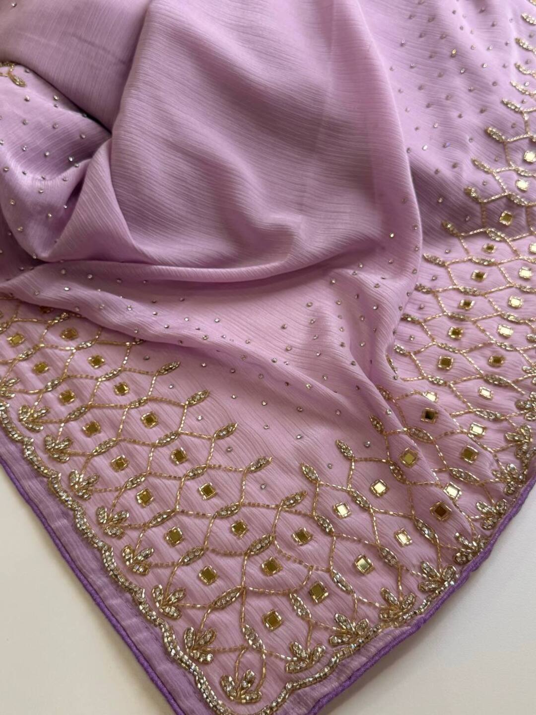 Lavender Purple Georgette saree