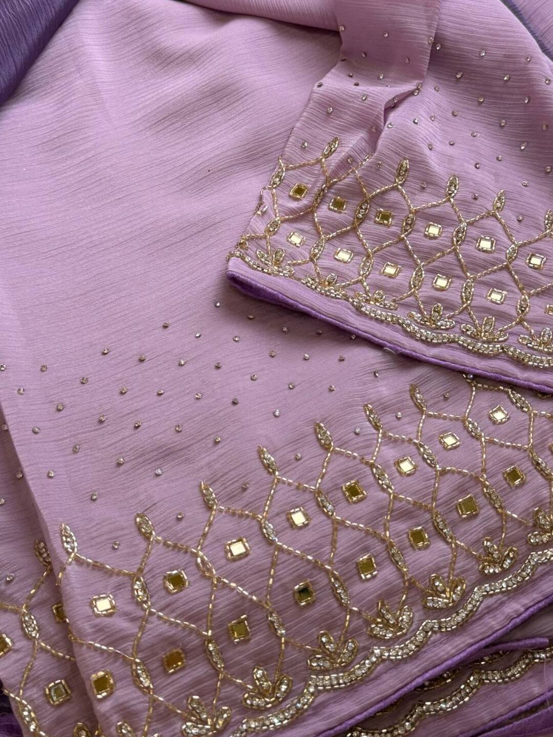 Lavender Purple Georgette saree
