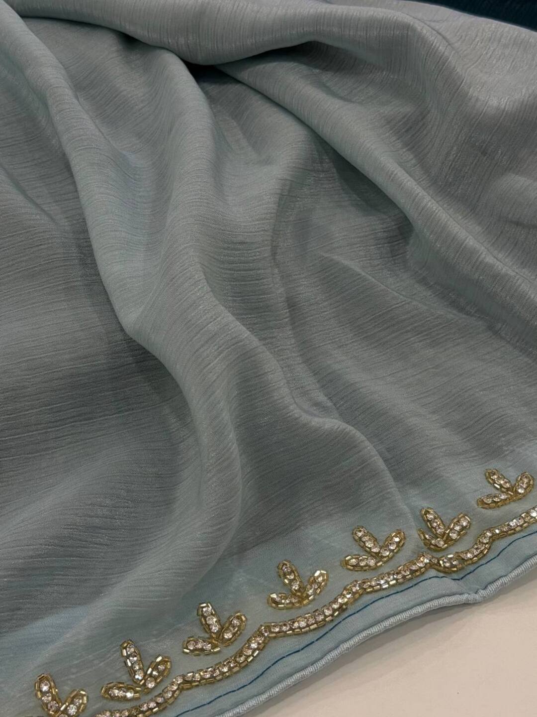 Teal Blue Georgette saree