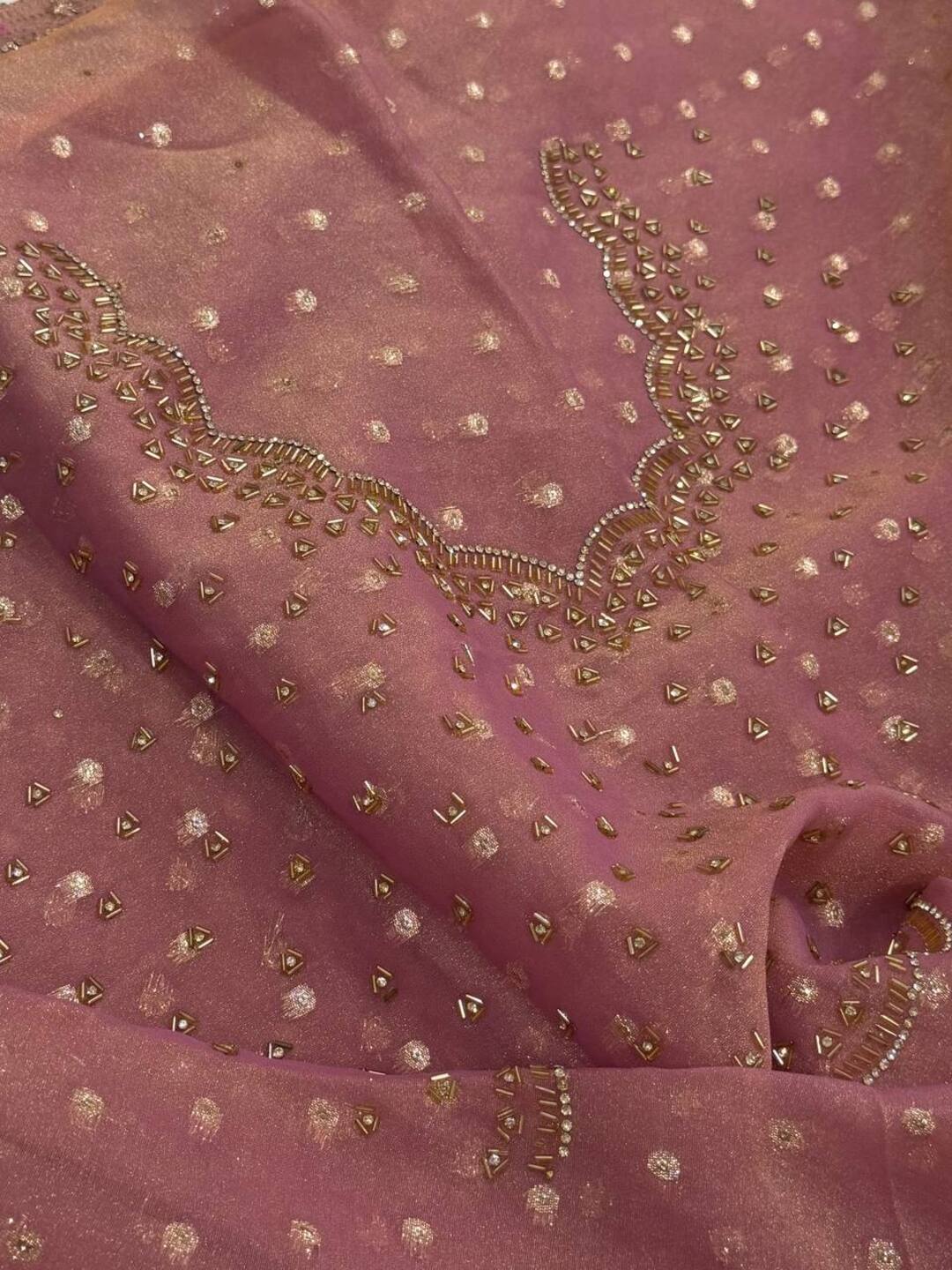 Dusty Pink Georgette saree