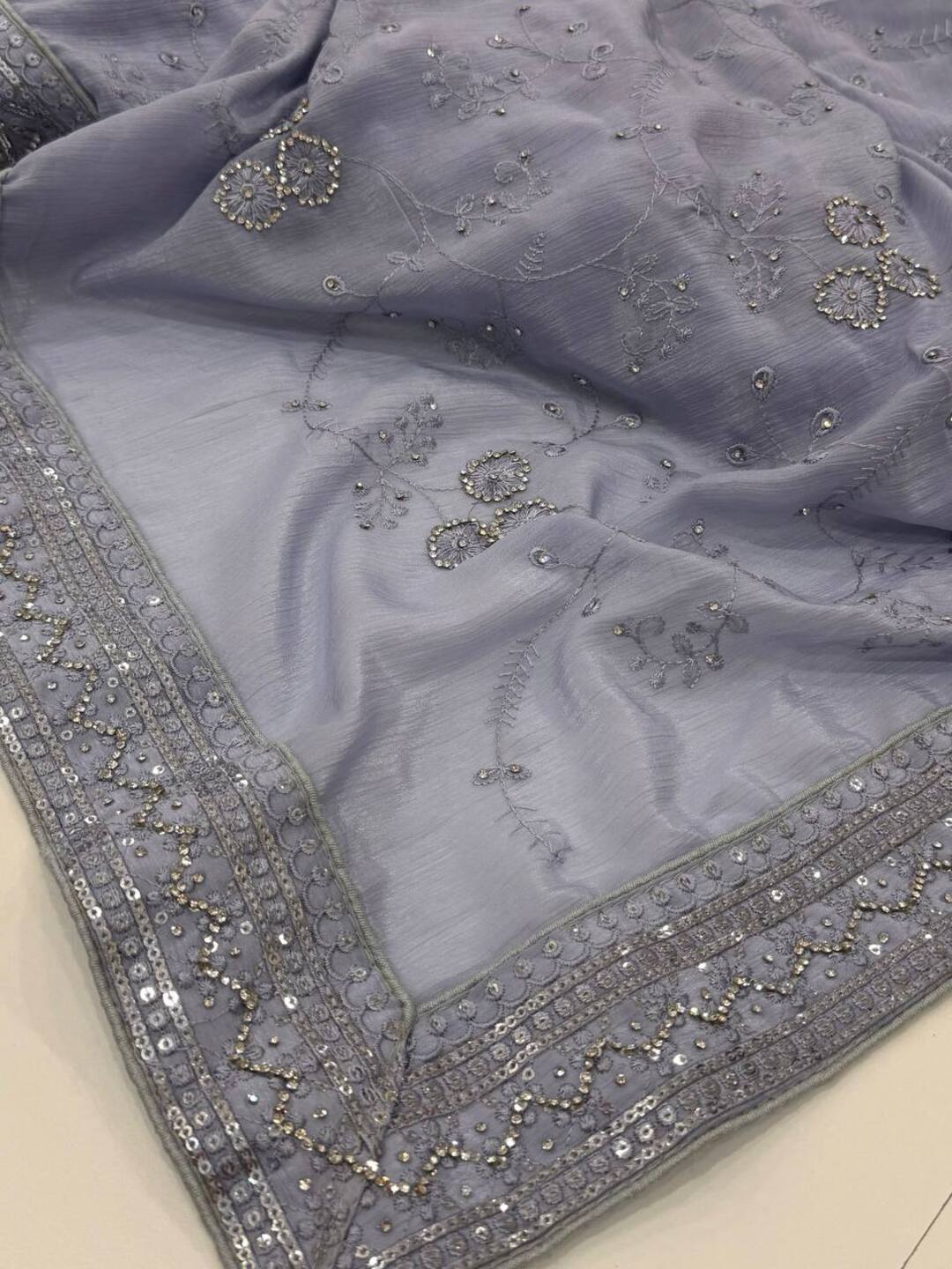 Bluish Purple Georgette saree