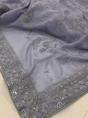 Bluish Purple Georgette saree