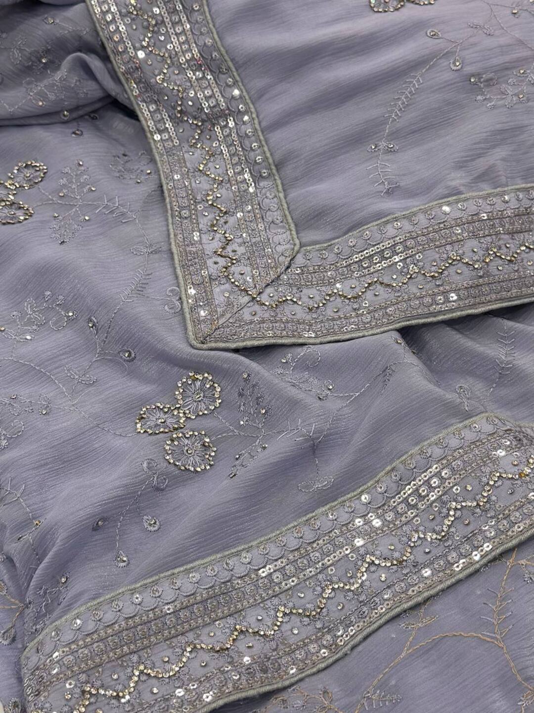 Bluish Purple Georgette saree