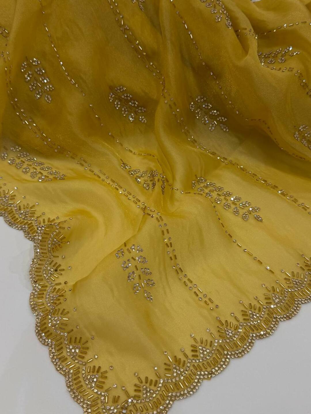 Golden Yellow Georgette saree