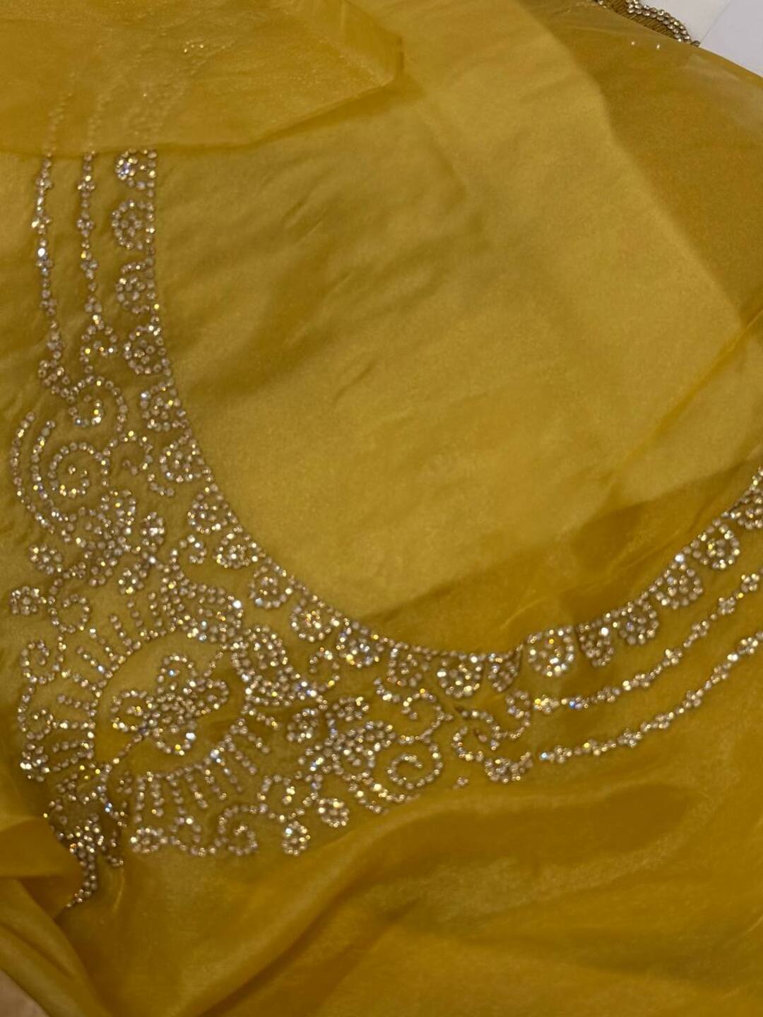 Golden Yellow Georgette saree