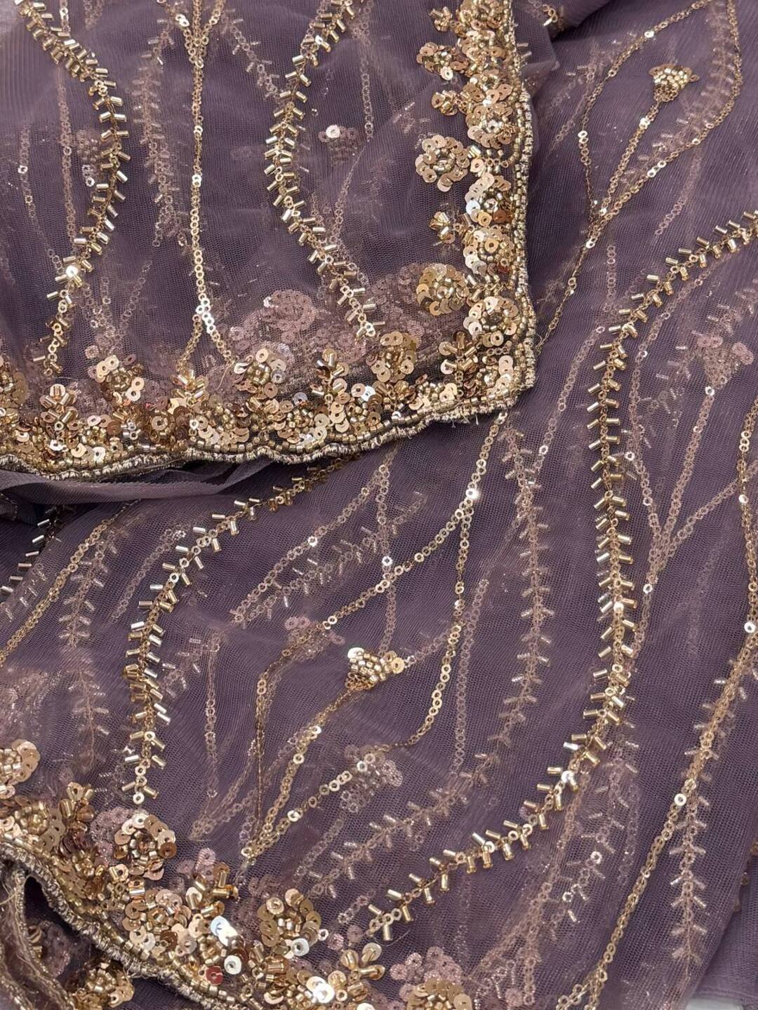Lavender Purple Georgette saree