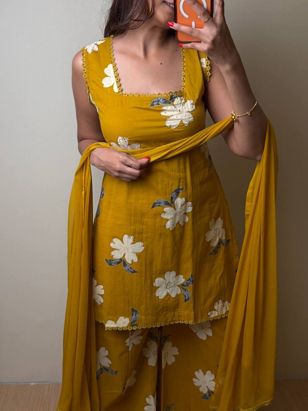 Mustard Yellow Straight Cut 3pc kurti Suit