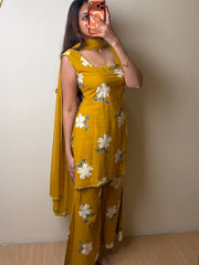 Mustard Yellow Straight Cut 3pc kurti Suit
