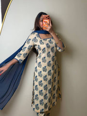 Pastel Yellow Straight Cut 3pc kurti Suit