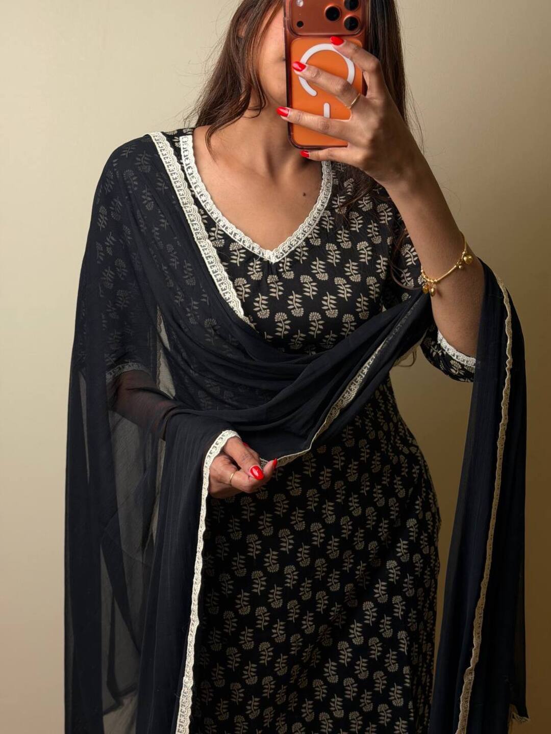 Black Straight Cut 3pc kurti Suit