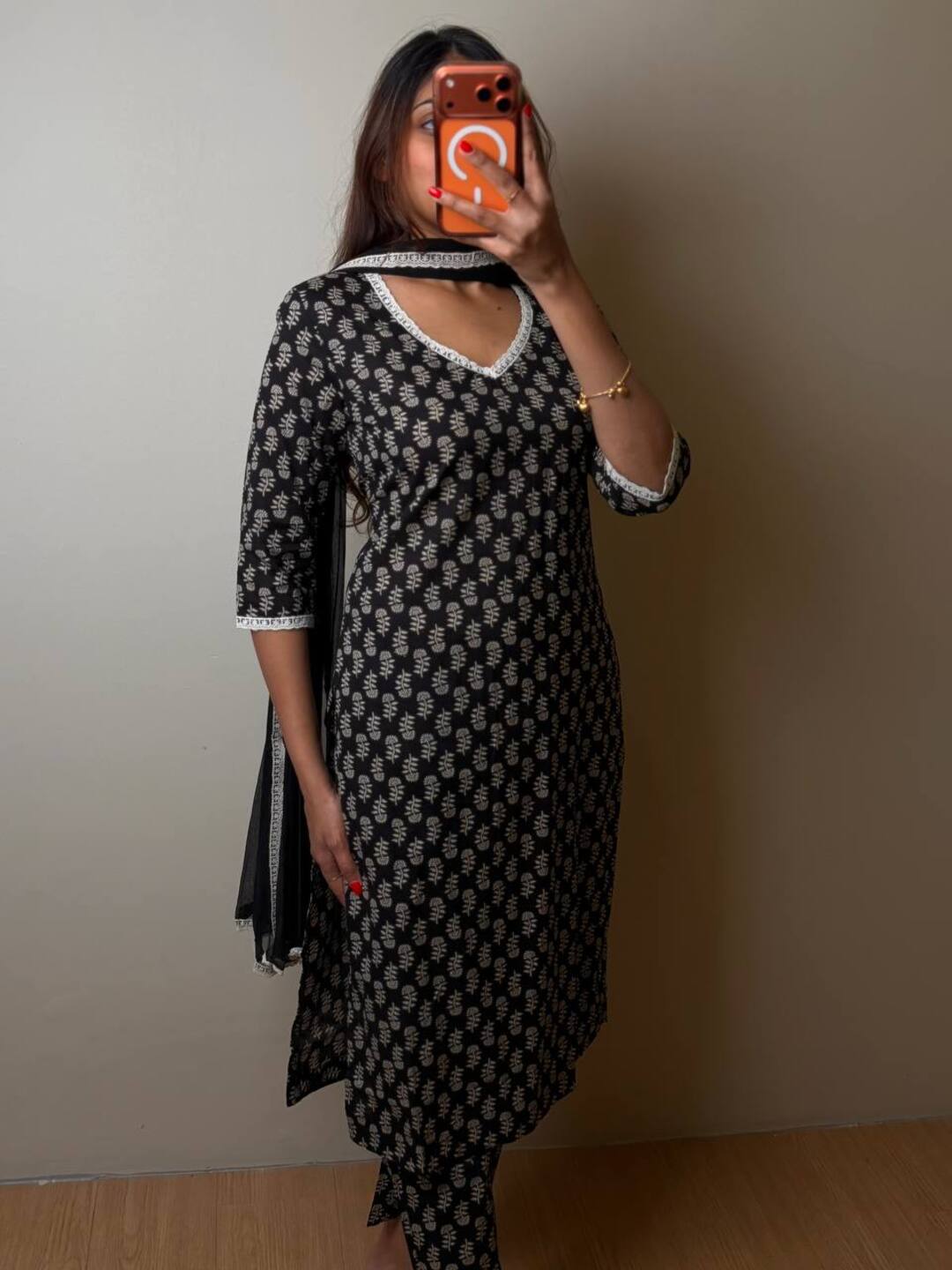 Black Straight Cut 3pc kurti Suit