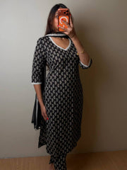 Black Straight Cut 3pc kurti Suit