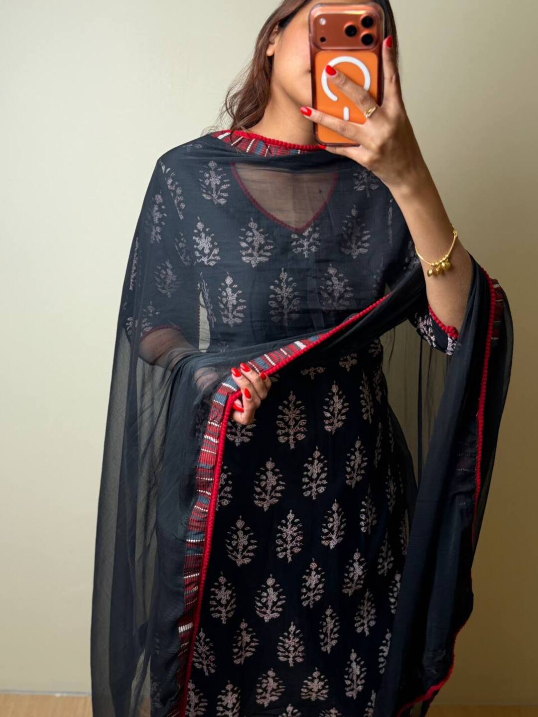 Black Straight Cut 3pc kurti Suit